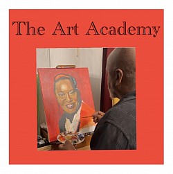Art Instructor Dan Poré painting true to life portrait of a customers loved one!
